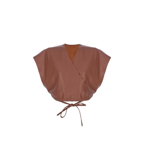NEW ZEYNEP ARCAY envelope leather top in feral earth - Picture 5 of 5